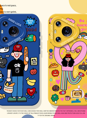 酷男孩女孩手机壳适用华为pura80pro多巴胺mate70涂鸦nova14新款p60情侣13小众50全包40防摔12软30套11/10/9