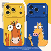 比耶小马手机壳适用苹果17promax抽象iphone16pro过年15plus马年14本命年13mini新年12新款 11搞笑x男xr女xs软