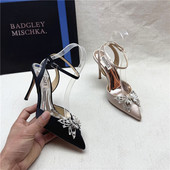 Badgley 织物包头凉鞋 Mischka百吉利米西卡水钻婚宴鞋 女春夏新款
