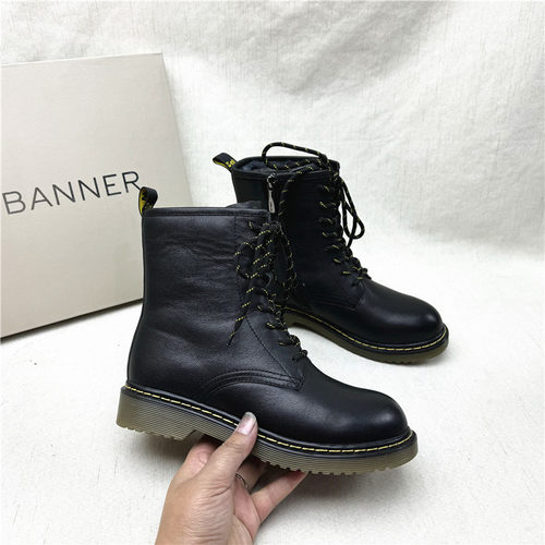 千百度马丁靴羊毛牛筋底短靴女鞋