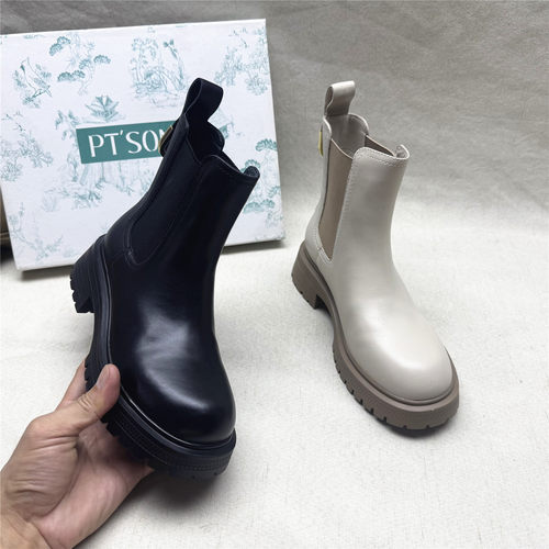 PT'SON/百田真皮舒适烟筒靴女