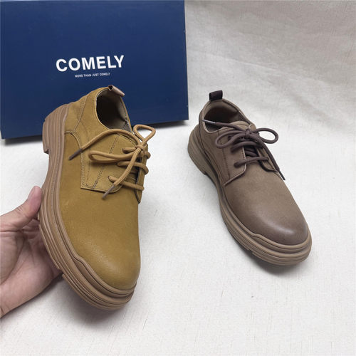 comely/康莉正品撤柜时尚休闲舒适工装男鞋新款牛皮系带方跟单鞋