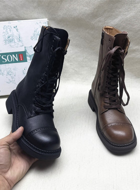 PT'SON/百田森正品撤柜时尚户外街头马丁靴女秋冬新款12孔短筒靴