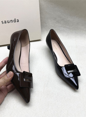 le saunda/莱尔斯丹撤柜正品尖头小猫跟时装鞋女新款真皮浅口单鞋