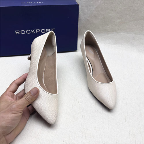 Rockport/乐步撤柜正品尖头细跟舒适时装鞋女春新款牛皮浅口单鞋
