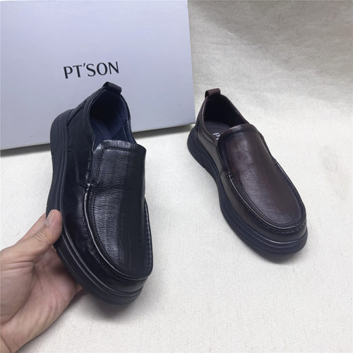 PT'SON/百田森正品撤柜舒适软底圆头乐福豆豆男鞋秋新款牛皮单鞋