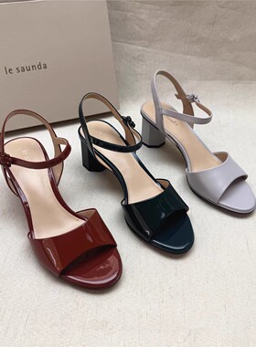 le saunda/莱尔斯丹正品亏本清仓粗跟时装鞋女新款偏小真皮凉鞋