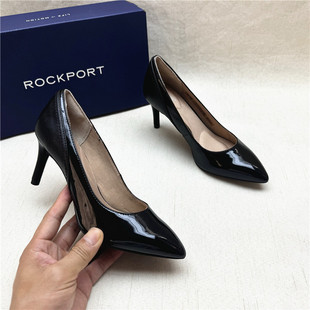 Rockport/乐步撤柜正品女鞋尖头高跟舒适透气白宫真皮黑色工作鞋m