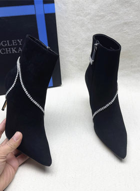 BadgleyMischka尖头侧拉链短靴