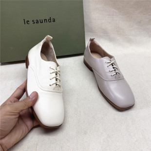 le saunda/莱尔斯丹撤柜百搭低跟方头时装女鞋秋新款羊皮单鞋