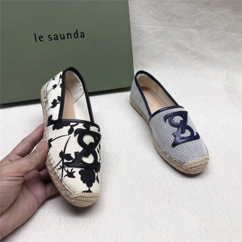 le saunda/莱尔斯丹5M正品撤柜时尚厚底草编渔夫鞋女新款织物单鞋