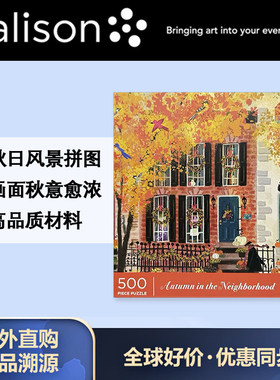 【美国进口】Galison邻里之秋正品相框节日之夜玩具500片生日礼物