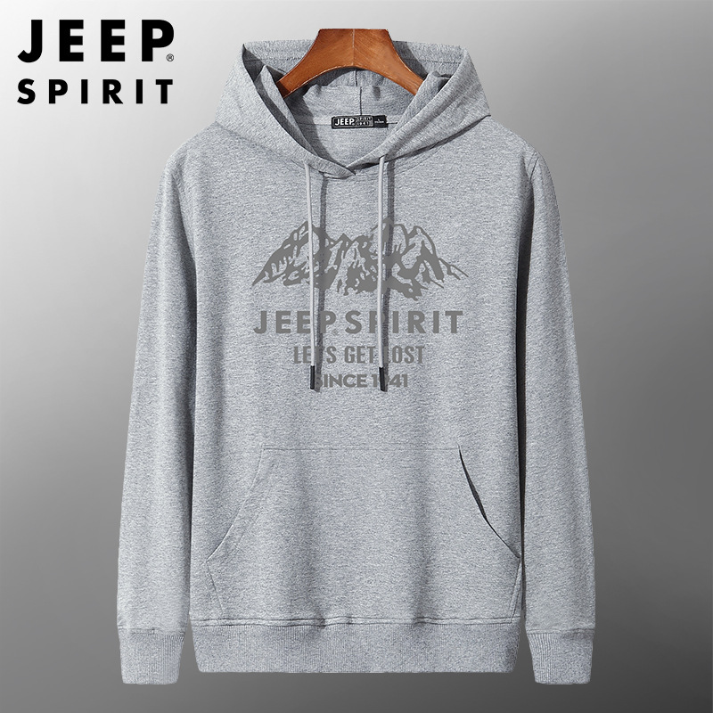 JEEP SPIRIT卫衣男套头连帽衫青年男纯色运动体恤衫外套HL7839