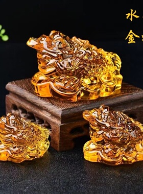 水晶金蟾摆件卧室床头摆件家居装饰开业婚庆礼品玻璃制品开业摆件