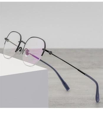 男女款半框纯钛多边形