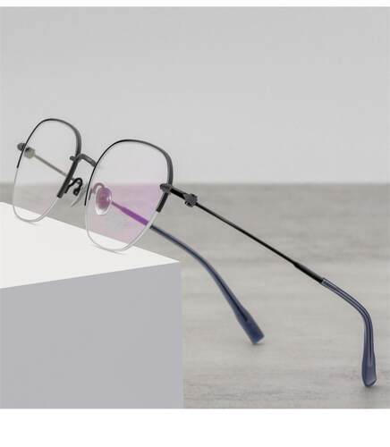 男女款半框纯钛多边形