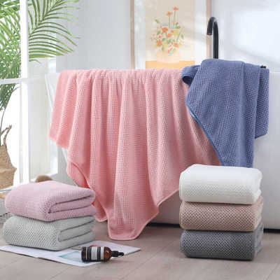 单条家用游泳款菠萝格珊瑚绒浴巾