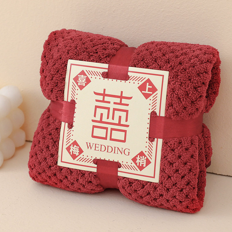 婚庆加厚毛巾35*75结婚喜铺回礼大红面巾喜字小熊伴手礼喜庆伴手,居家布艺,毛巾/面巾,淘宝优惠券,粉丝福利购,淘宝优惠卷