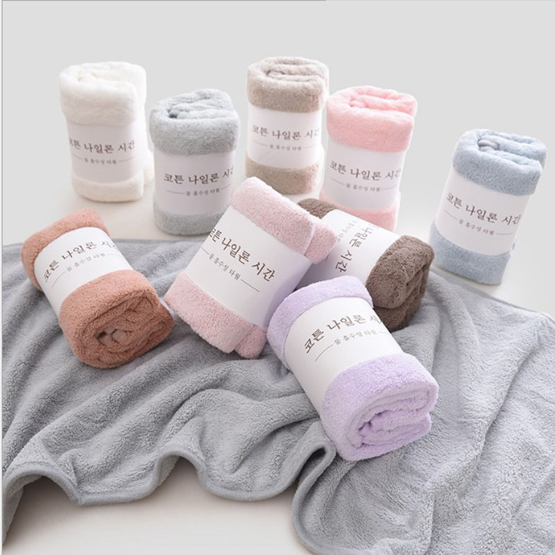 挂环家用珊瑚绒毛巾柔软吸水素色