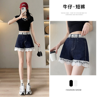 蕾丝牛仔短裤女2025年夏