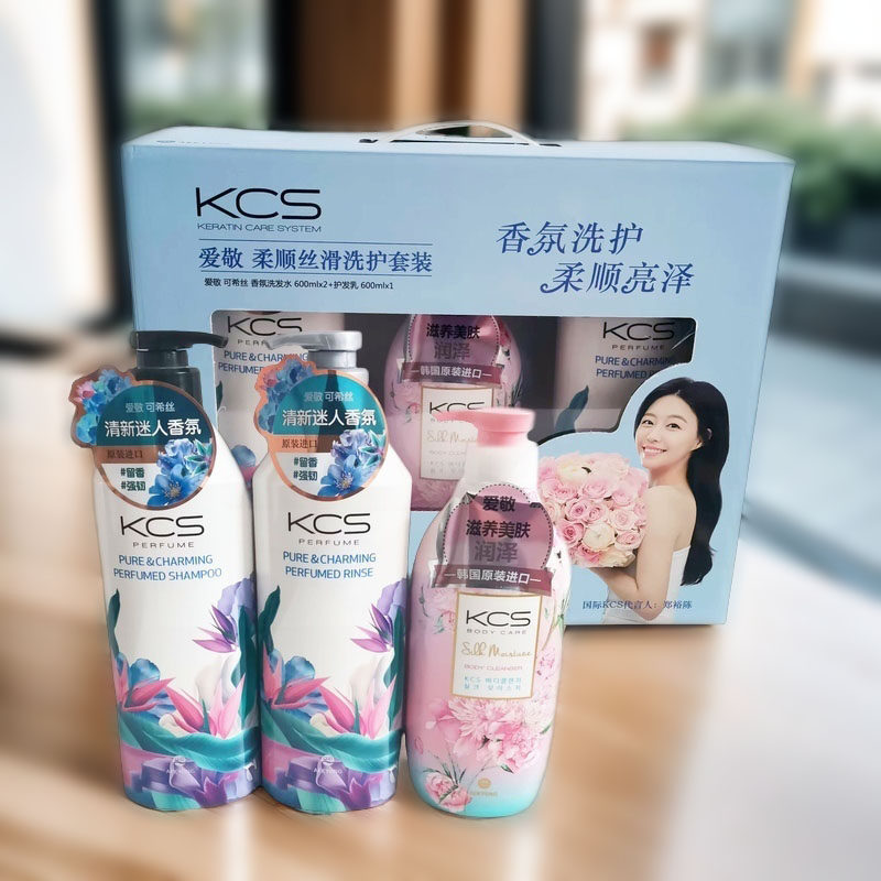 套装韩国爱敬丝滑洗发白茶沐浴露
