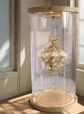 适用拼酷无骨花灯金属模型成品拼装3D积木定制防尘发光玻璃罩包邮