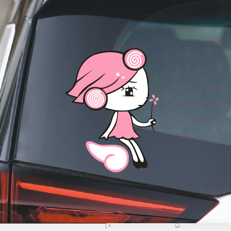 小女孩车贴 女孩贴纸 卡通车贴 汽车贴纸划痕贴可爱贴超萌贴
