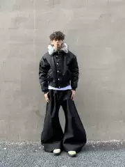 Cabbage Coke American-Style Cleanfit Fur Collar Mountain Carving Jacket Cotton Coat Men's Winter Thickened Short Workwear Jacket