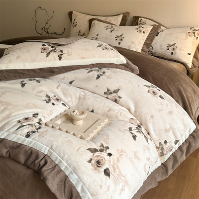 高端牛奶绒轻奢加绒冬用四件套