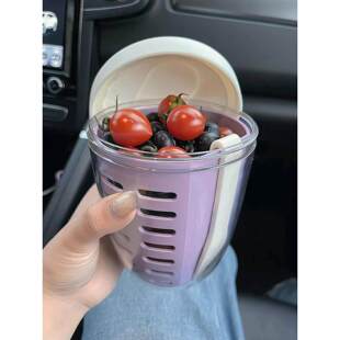 带叉子便携式沥水水果盒高颜值保鲜盒透明分格上班族外带学生专用