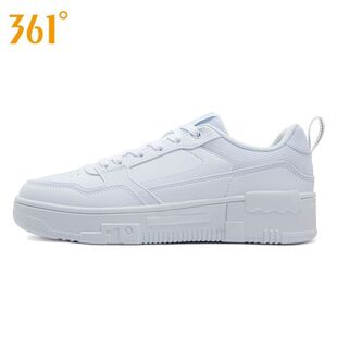 361°女鞋小白鞋革面休闲鞋新品2025秋季正版潮流轻便运动滑板鞋