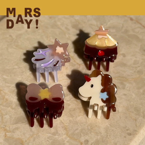 MARSDAY 马戏团mini抓夹原创设计醋酸边夹个性可爱组合夹子