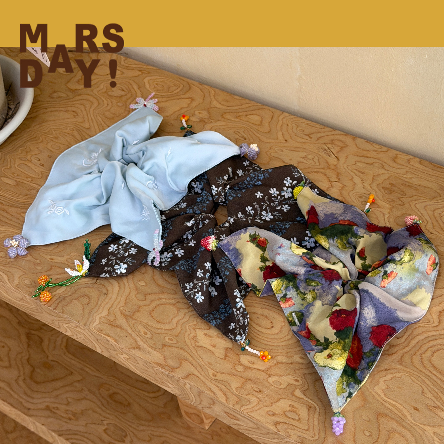 MARSDAY 柠檬系列方巾发圈小清新田园风百搭趣味头绳发饰