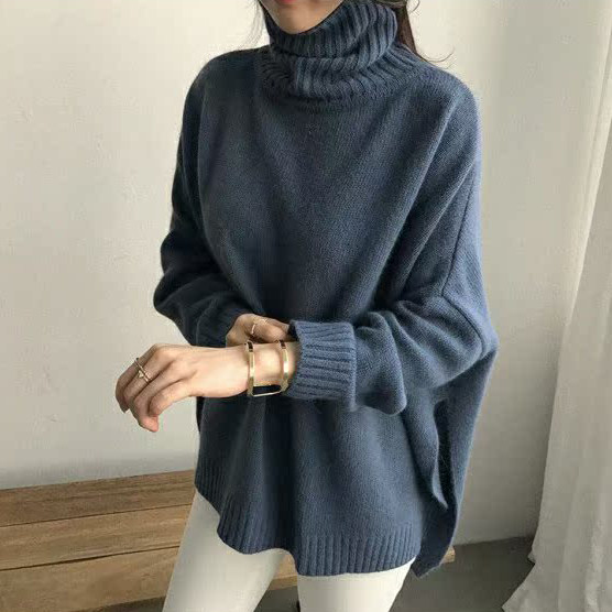 女士开衩针织衫长袖秋冬保暖宽松韩国N9舒适羊毛百搭保暖套头毛衣