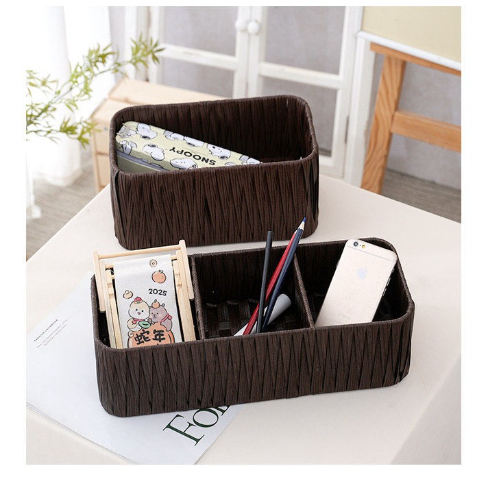 ins藤编收纳盒化妆品面膜收纳盒桌面宿舍护肤品整理神器杂物收纳,收纳整理,桌面收纳盒,淘宝优惠券,粉丝福利购,淘宝优惠卷