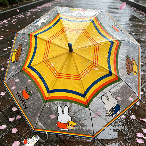米菲儿童透明安全直柄上学雨伞