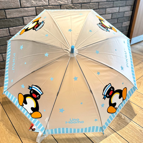 卡通企鹅透明直柄轻便儿童雨伞