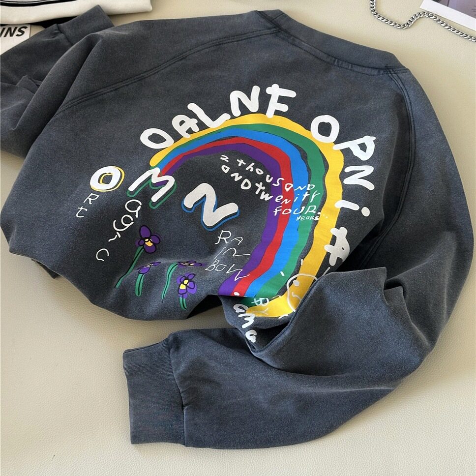 波拉童装2026春装春夏款男童涂鸦卫衣女童长袖t恤儿童洋气打底衫