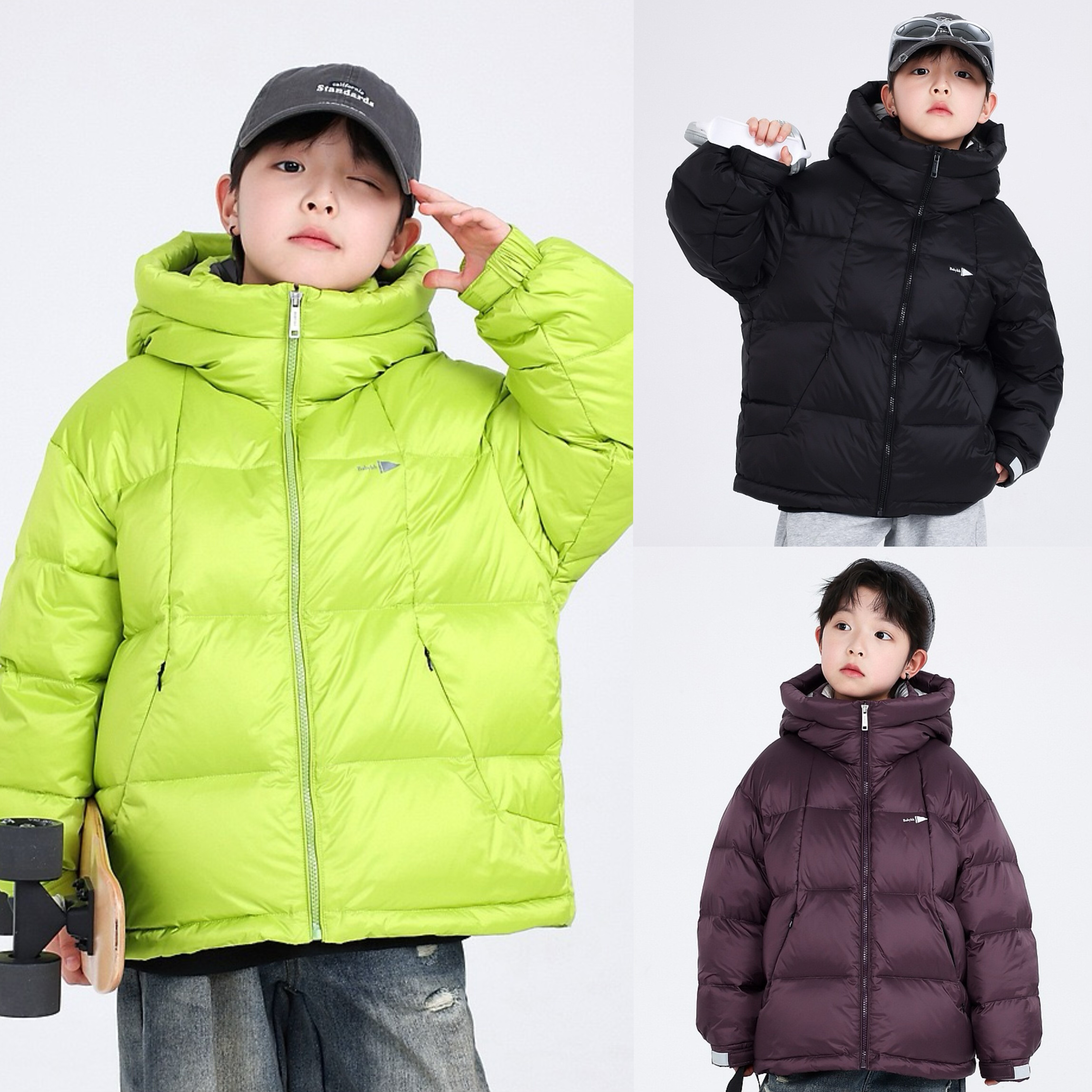 2025冬装波拉童装男女童中大童免洗面包服外套国标90白鸭绒羽绒服