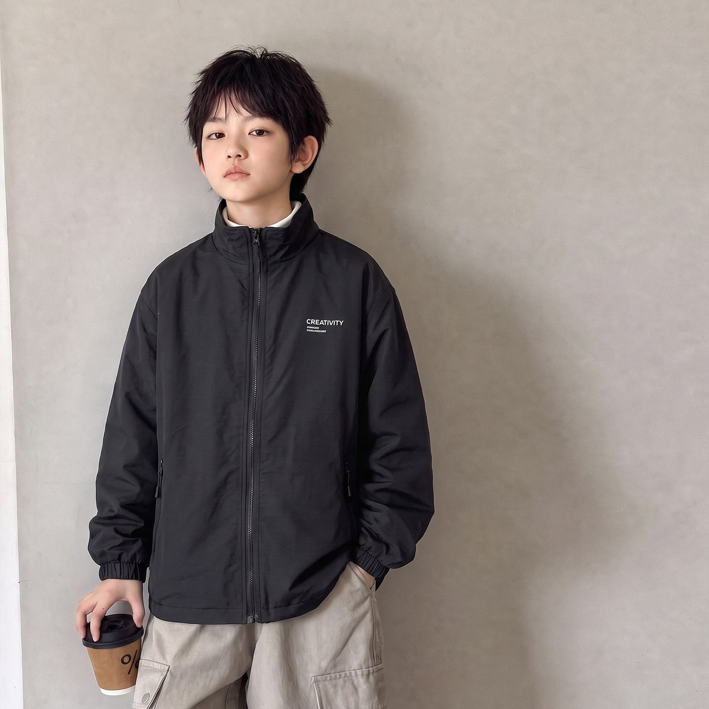 波拉童装儿童装男童秋冬款加厚外套2026冬装男孩冬装夹棉上衣保暖