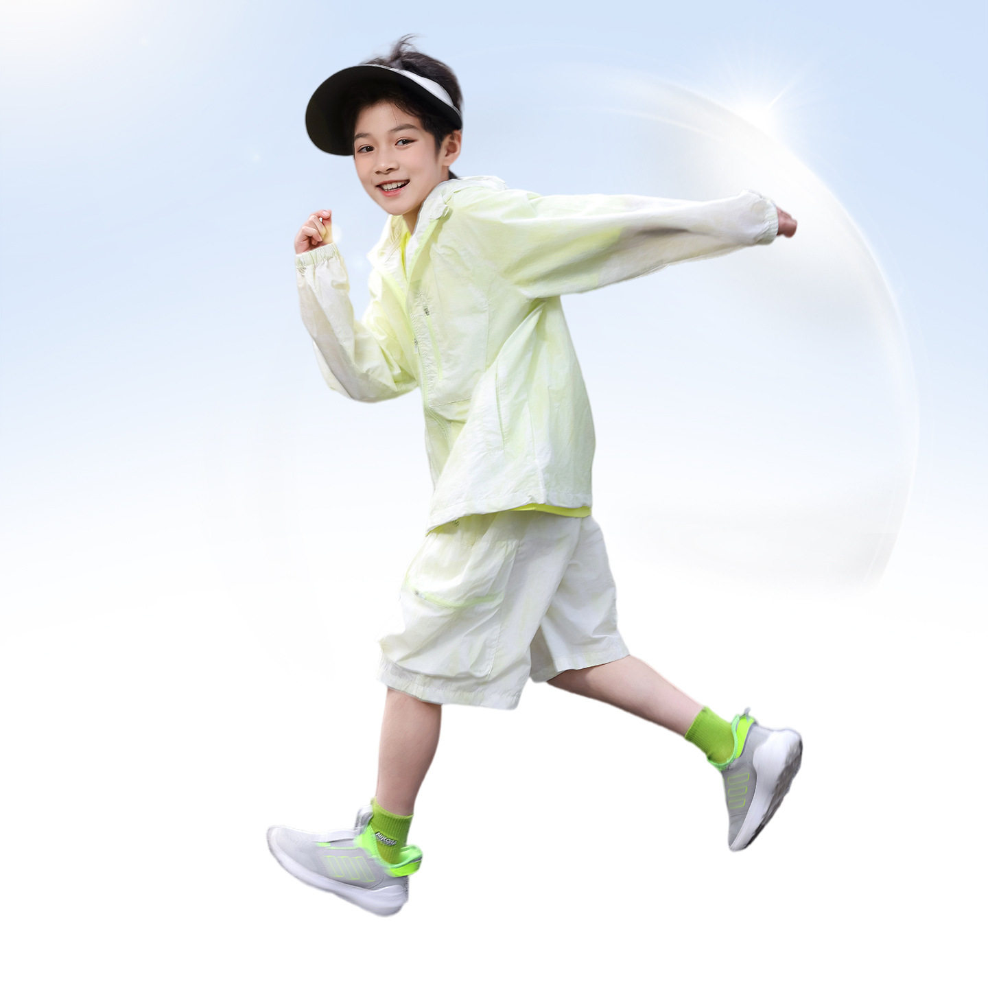 波拉童装男童薄款速干套装2026夏装夏季中大童防晒衣五分裤两件套
