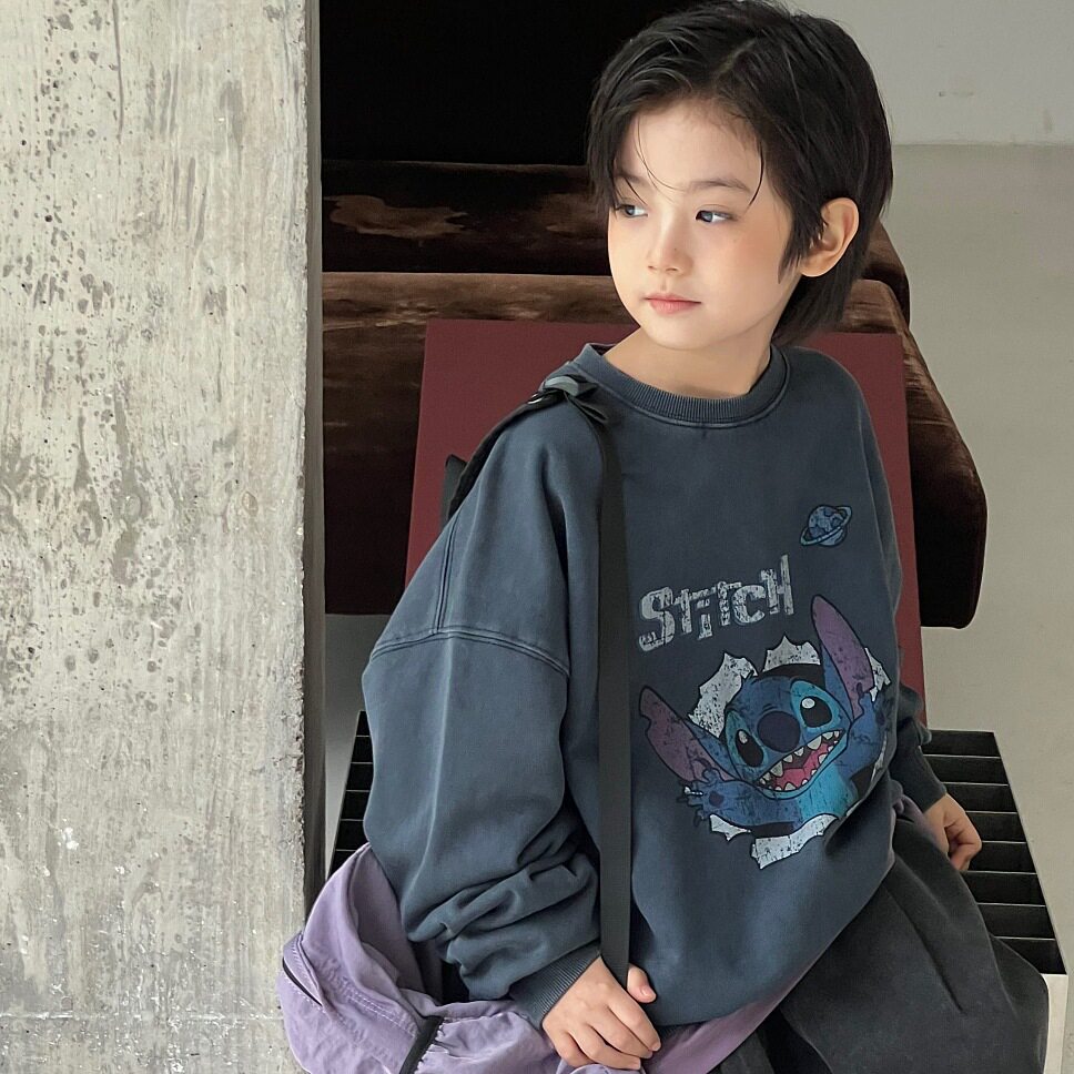 波拉童装2026春装春季韩版童装儿童上衣潮款磨破炒色卡通男女童中
