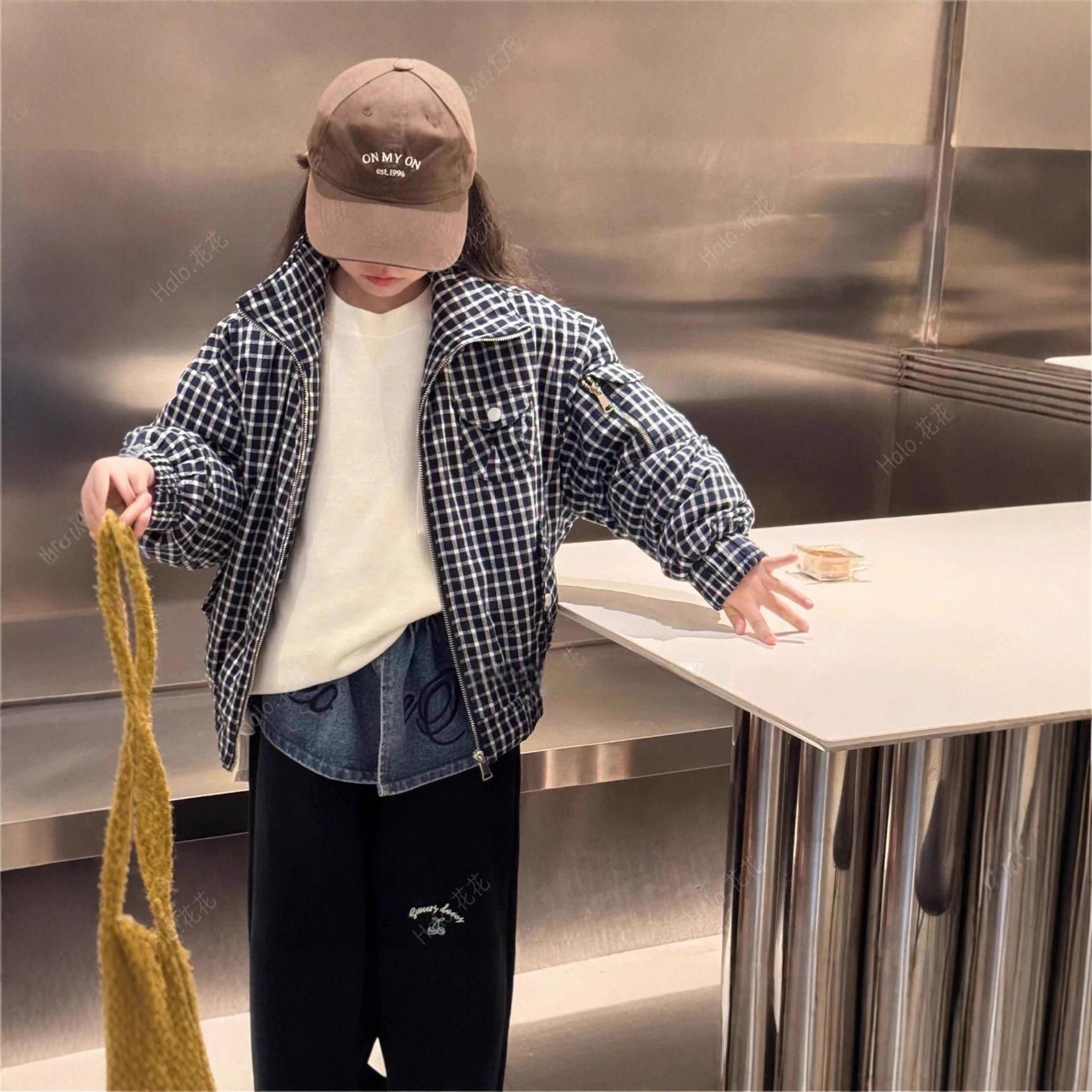 2025冬装波拉童装男女童格子夹棉外套儿童韩系保暖棉服女孩夹克衫