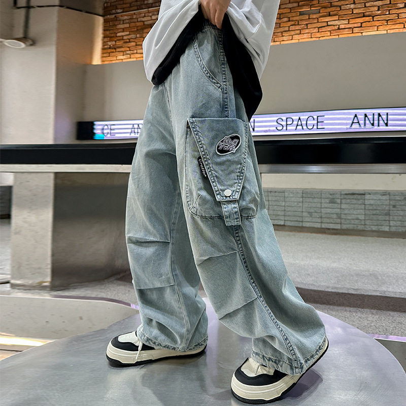 波拉童装儿童装男童夏装牛仔裤子2026夏装夏季中大童防蚊直筒裤夏