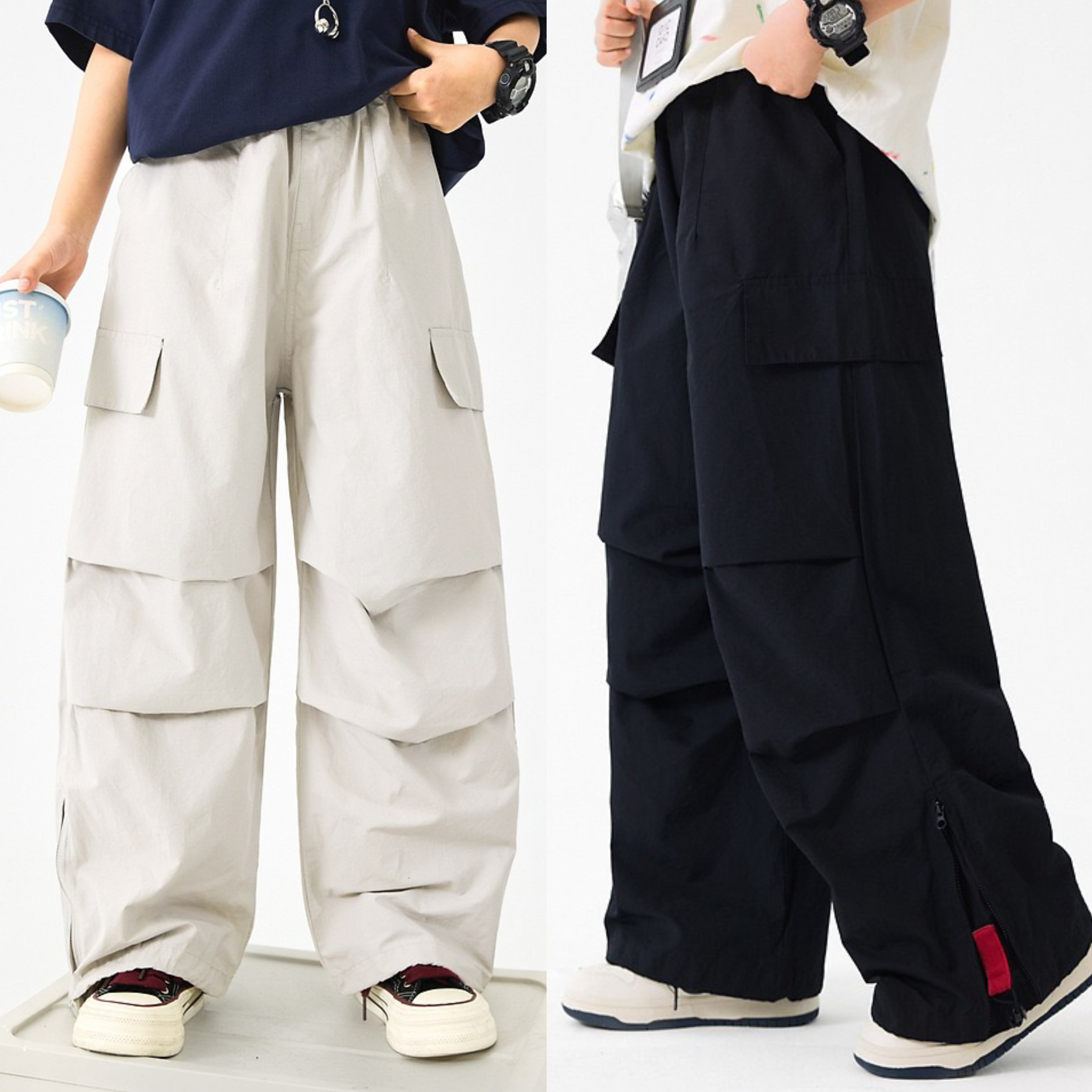 2026春装波拉童装男童女童直筒裤伞兵裤学生运动裤男女生工装裤