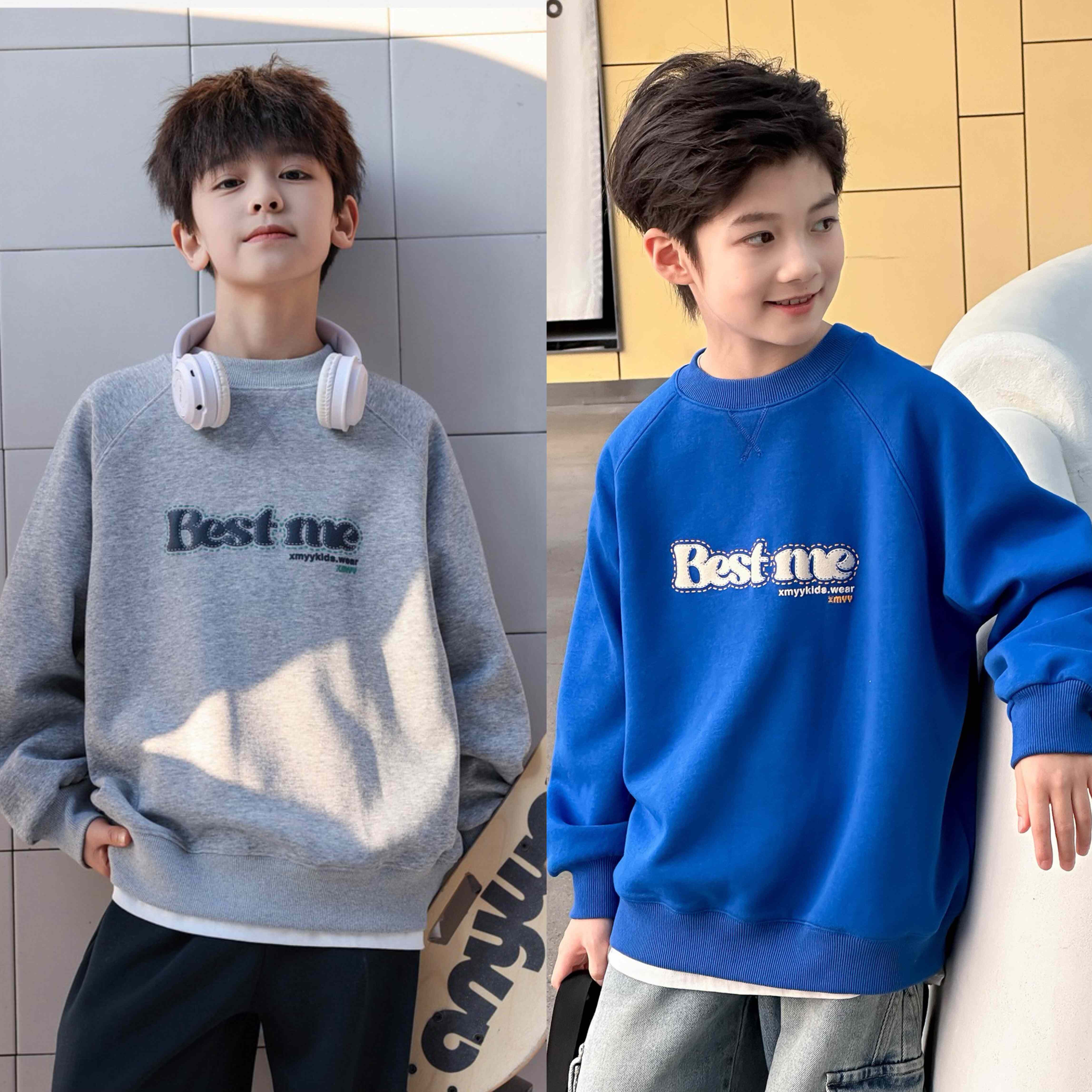 2026春装波拉童装男女童泡胶印花圆领卫衣儿童套头衫街舞韩系上衣