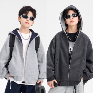 2026春装波拉童装男童女童韩范撞色连帽运动外套卫衣棒球衫拉链衫