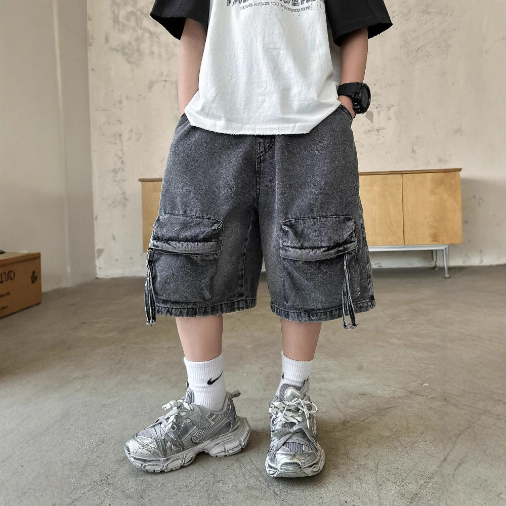 波拉童装牛仔裤短裤2026夏装中大儿童夏装裤子五分中裤潮男童牛仔