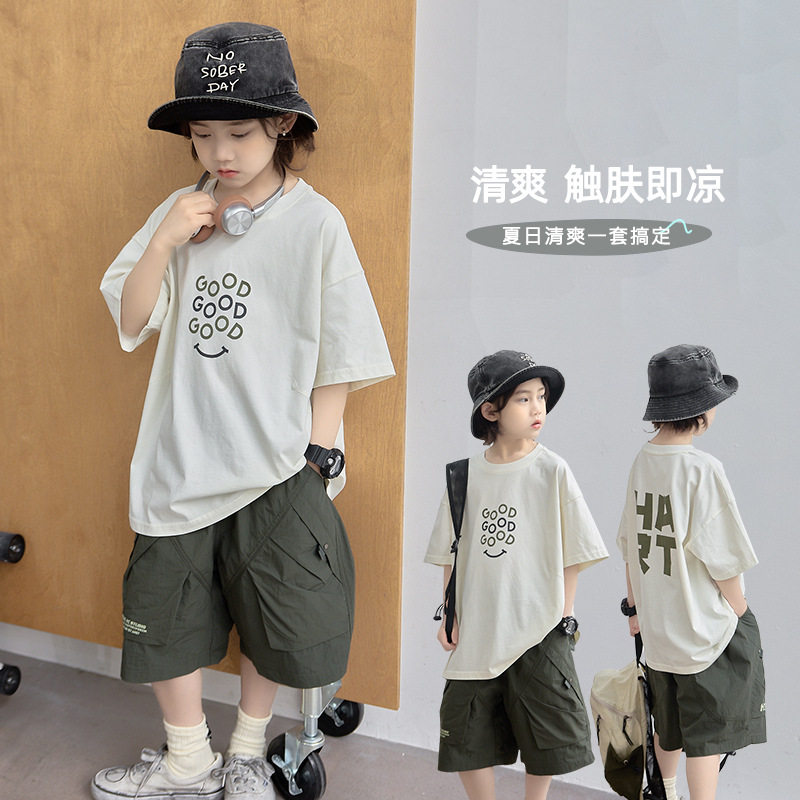 波拉童装男童夏装运动短袖套装2026夏装中大儿童夏季炸街夏款男孩