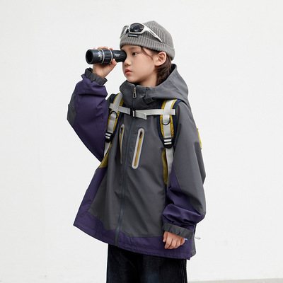 波拉童装男童夹棉加厚三合一冲锋衣2025秋冬季中大童休闲痞帅外套